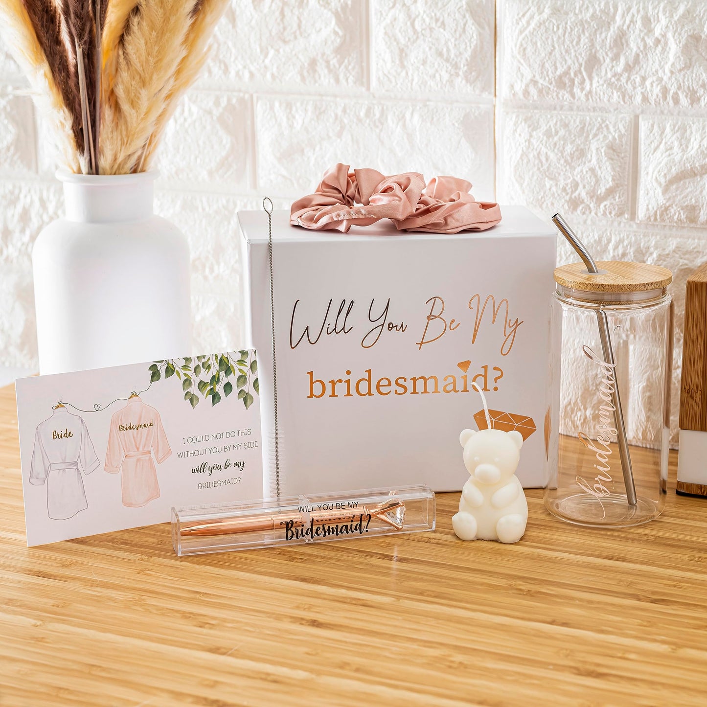 Heather & Willow Bridesmaid Proposal Set | Bridal Gift Boxes with Lids & Favors for Bachelorette Party