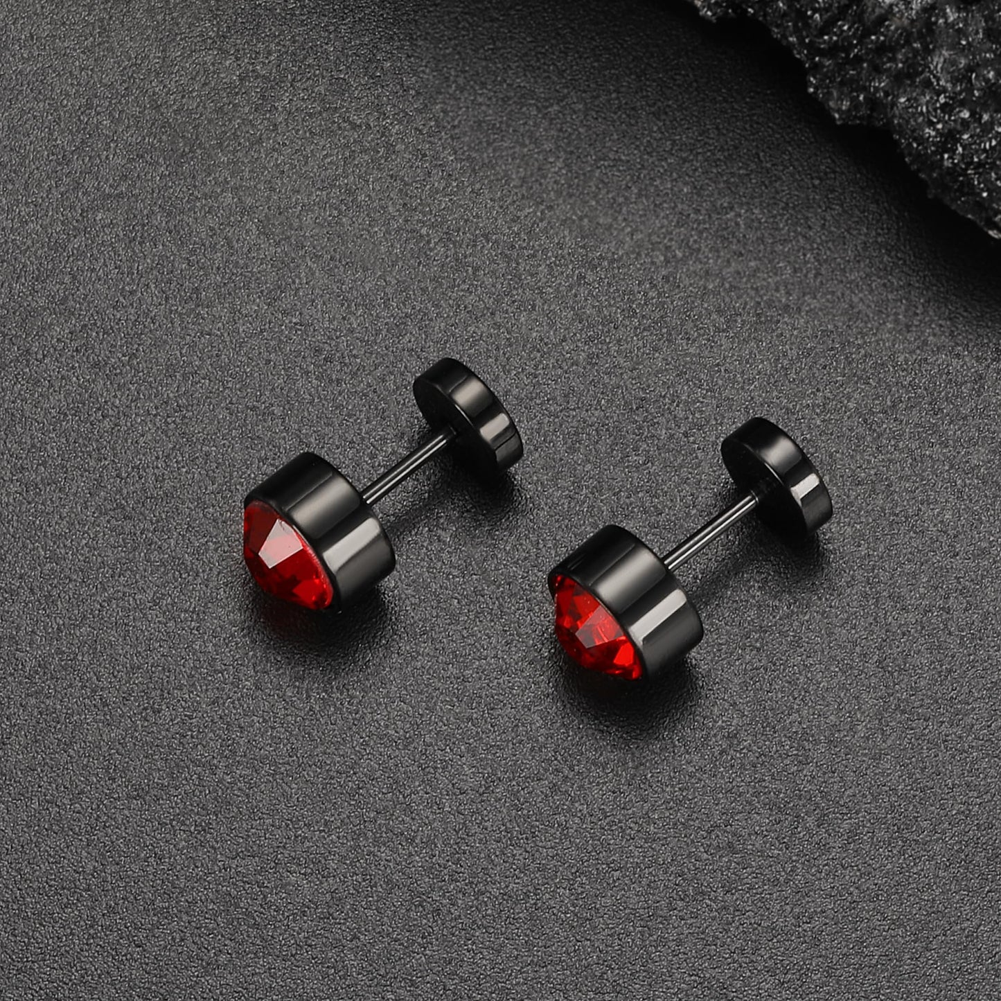 Stainless Steel Flat Back Stud Earrings,Hypoallergenic Titanium Black Gold Plated Cubic Zirconia Stud Earrings for Women Men