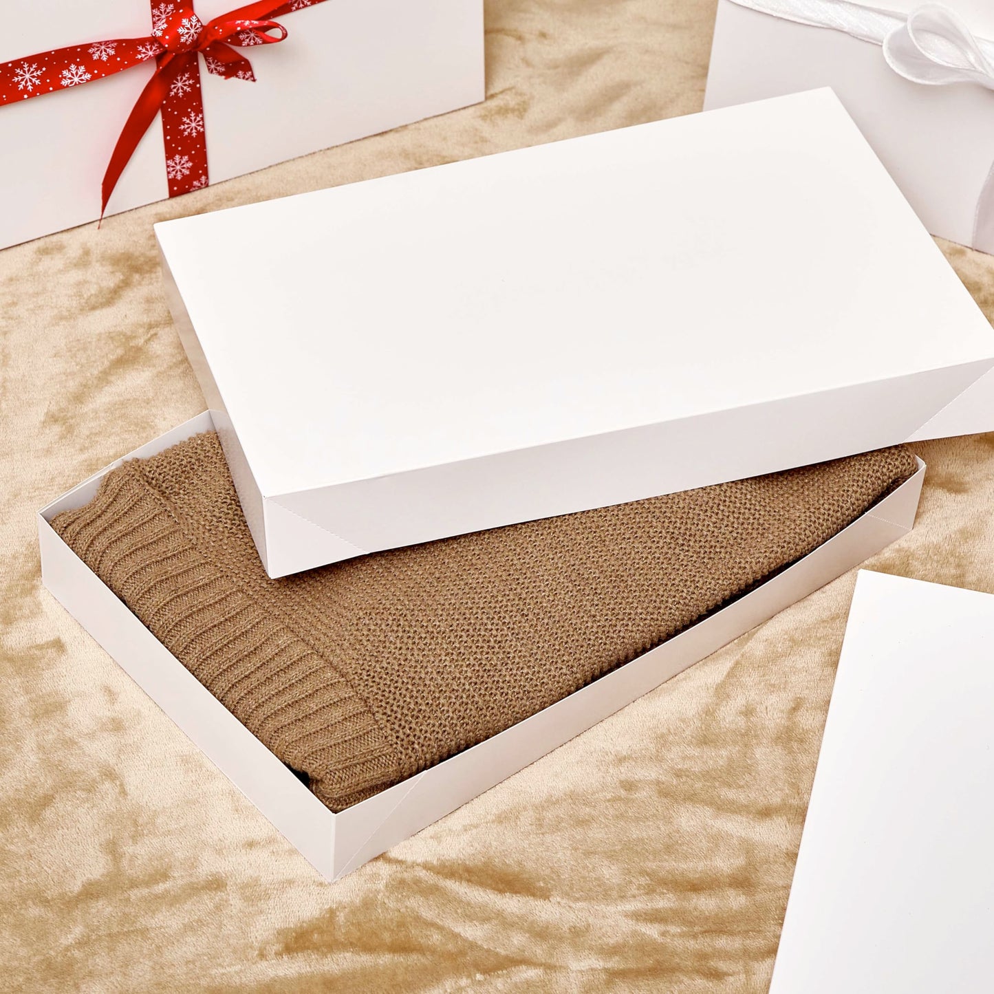 SUNCOLOR Large Gift Boxes With Lids, White Cardboard, 15 x 9.5 x 2 Inches, 12 Pack, for Clothes, Shirts, Presents, Clean & Elegant White Finish