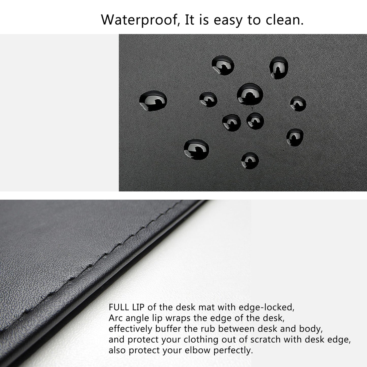 AKOZLIN 27.55”x 15.8" Soft PU Leather Surface Office Desk Mouse Mat Anti-Push Pad with Full Grip Fixation Lip Table Blotter Edge-Locked Protector