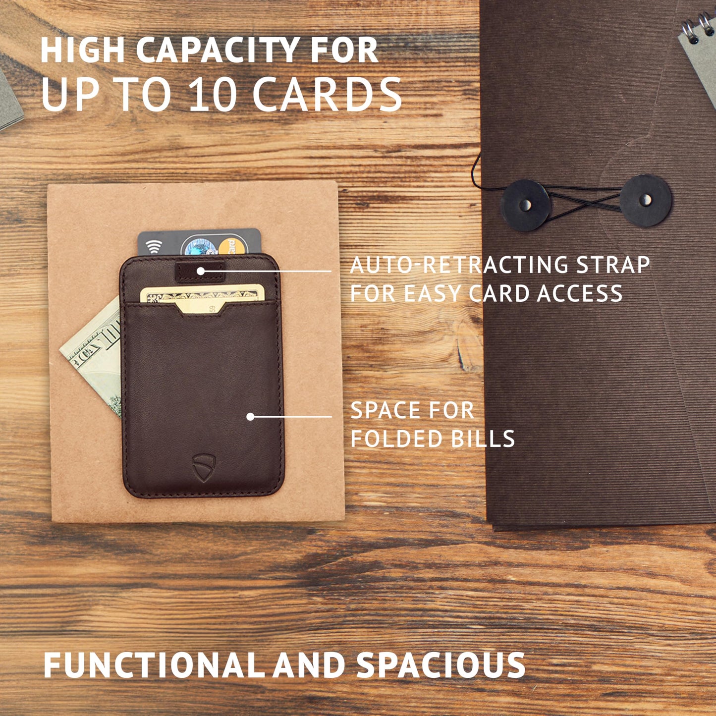 Vaultskin CHELSEA Mens RFID Blocking Slim Leather Card Wallet - Minimalist Front Pocket Cardholder in Brown