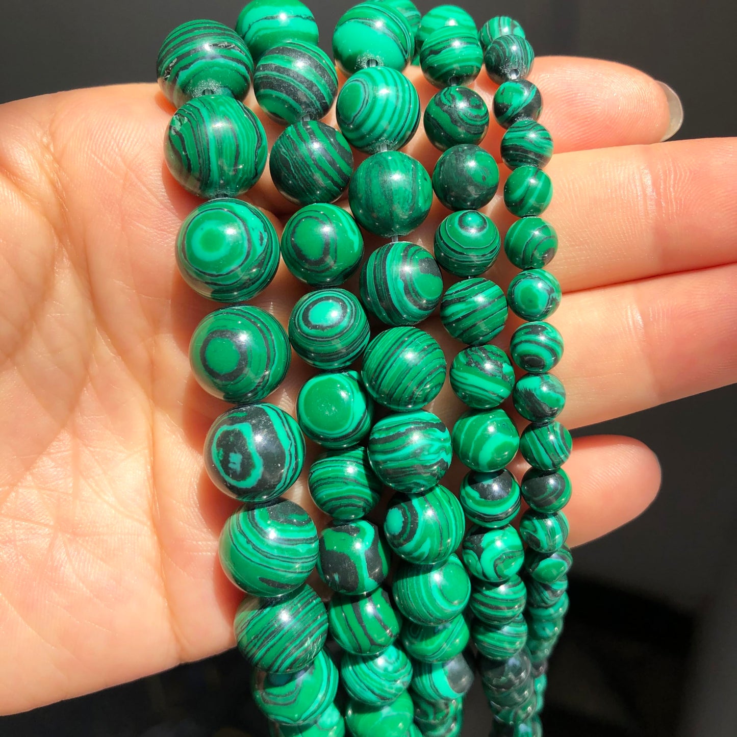 Yochus 60pcs Glossy Malachite Beads，6mm Healing Power Natural Stone Round Loose Gemstone Beads for Jewelry Making Earring Necklace DIY Crafts