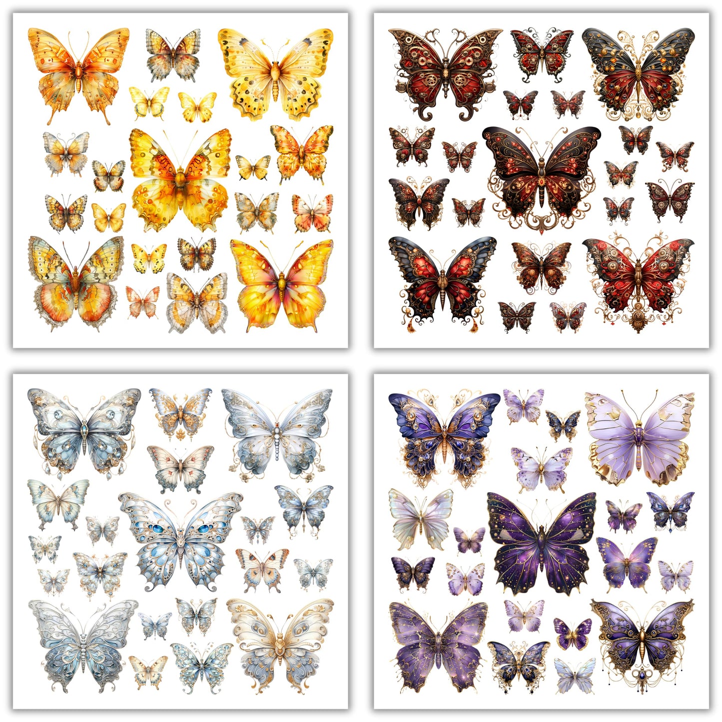XERE 400 Pcs Butterflies Flora and Fauna Scrapbook Stickers Set for Scrapbooking and Journaling Notebooks, Junk Journal Supplies, Sketchbook, Bookmark Making, Planner Sticker