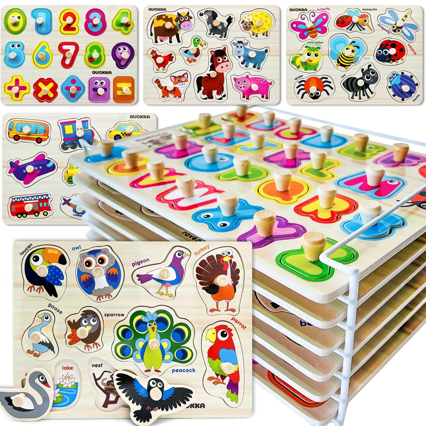 QUOKKA Wooden Blocks & Puzzles for Toddlers