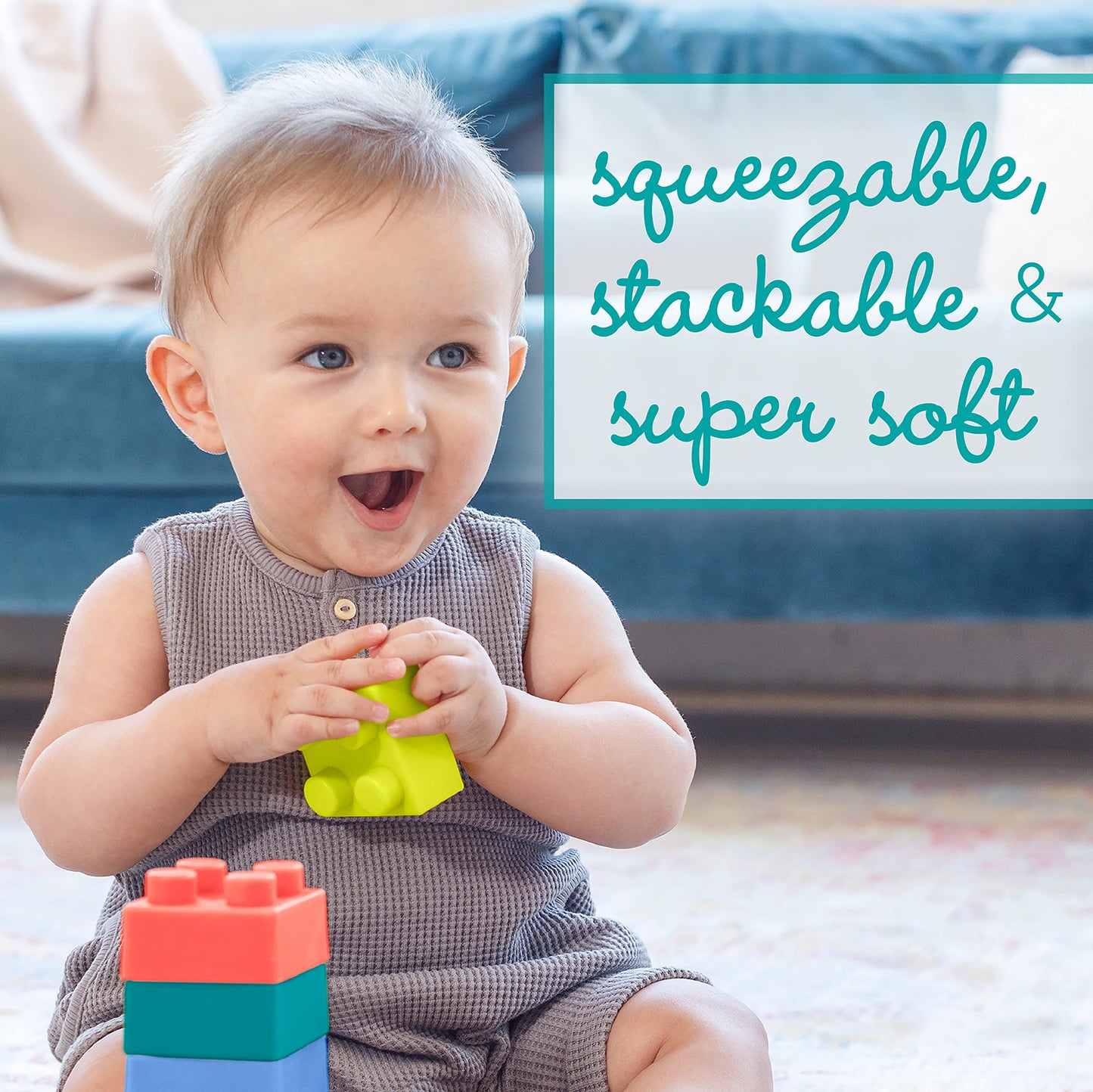 Infantino Building Blocks Set, Soft 12-Piece & Interlocking 24-Piece for Babies & Toddlers