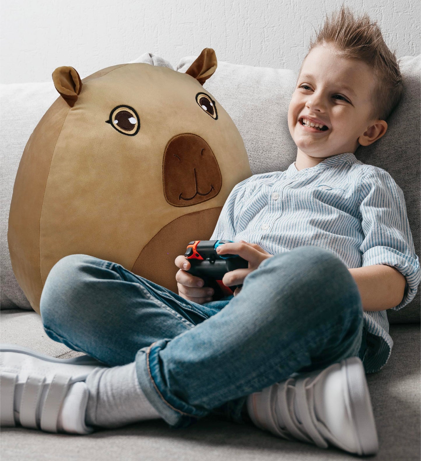 DolliBu Snug Mooshies Capybara Stuffed Animal Plush Toy - Large Cuddly Wild Life Super Squishy Soft Toys, Huggable Big Plush Animals for Girls and Boys, Cute Toy Animal Pillow for Kids - 17 inches