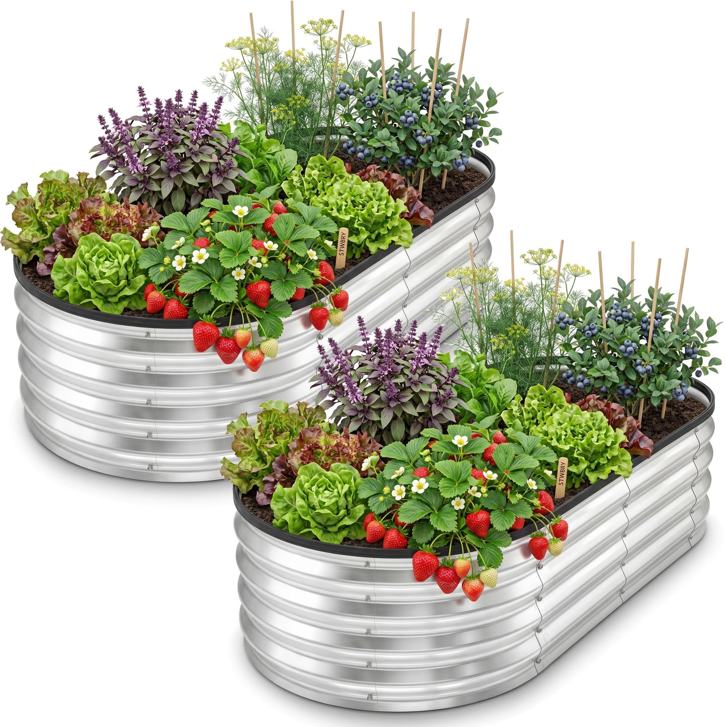 Utopia Home Galvanized Raised Garden Bed, 4x2x1 Ft Lightweight Planter Boxes Outdoor with Easy Assembly, Large Garden Bed for Vegetables, Fruits, Flowers, Silver, Pack of 2
