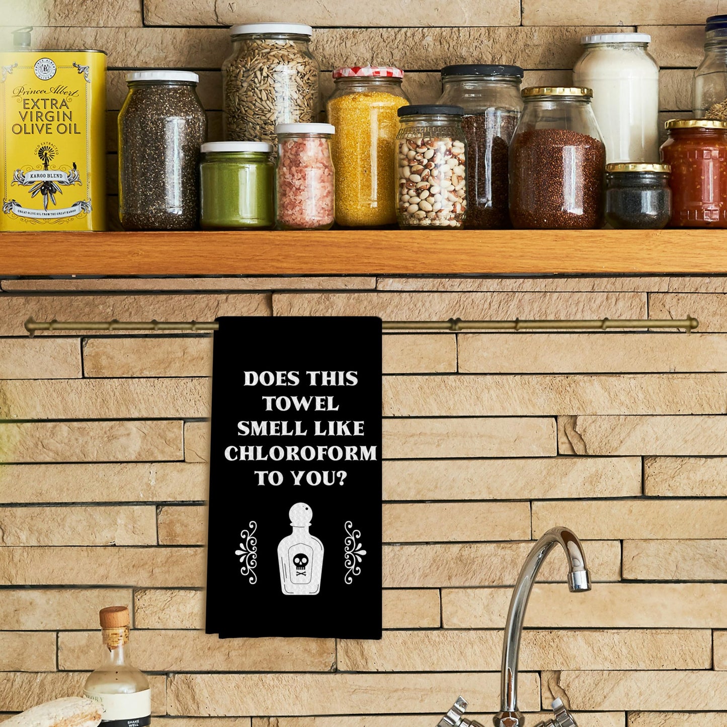 Qpenm Funny Kitchen Dish Towels -Funny Black Bathroom Hand Towel Decor, Gothic Bathroom Towel, Witchy Tea Towel 16 X 24 in