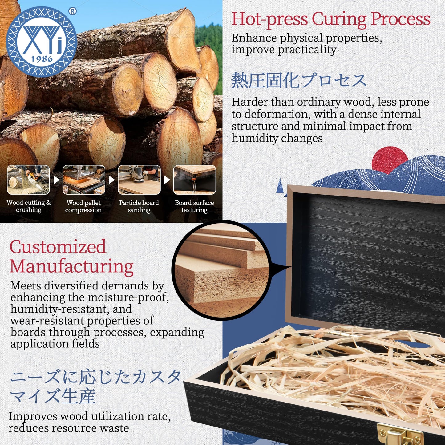 XYJ Wooden Storage Box with Lid, Dried Raffia Decor, Greeting Card, Rectangular Gift Box, Wood Container Decorative Boxes for Knives, DIY Crafts, Home Deocration, Jewelry