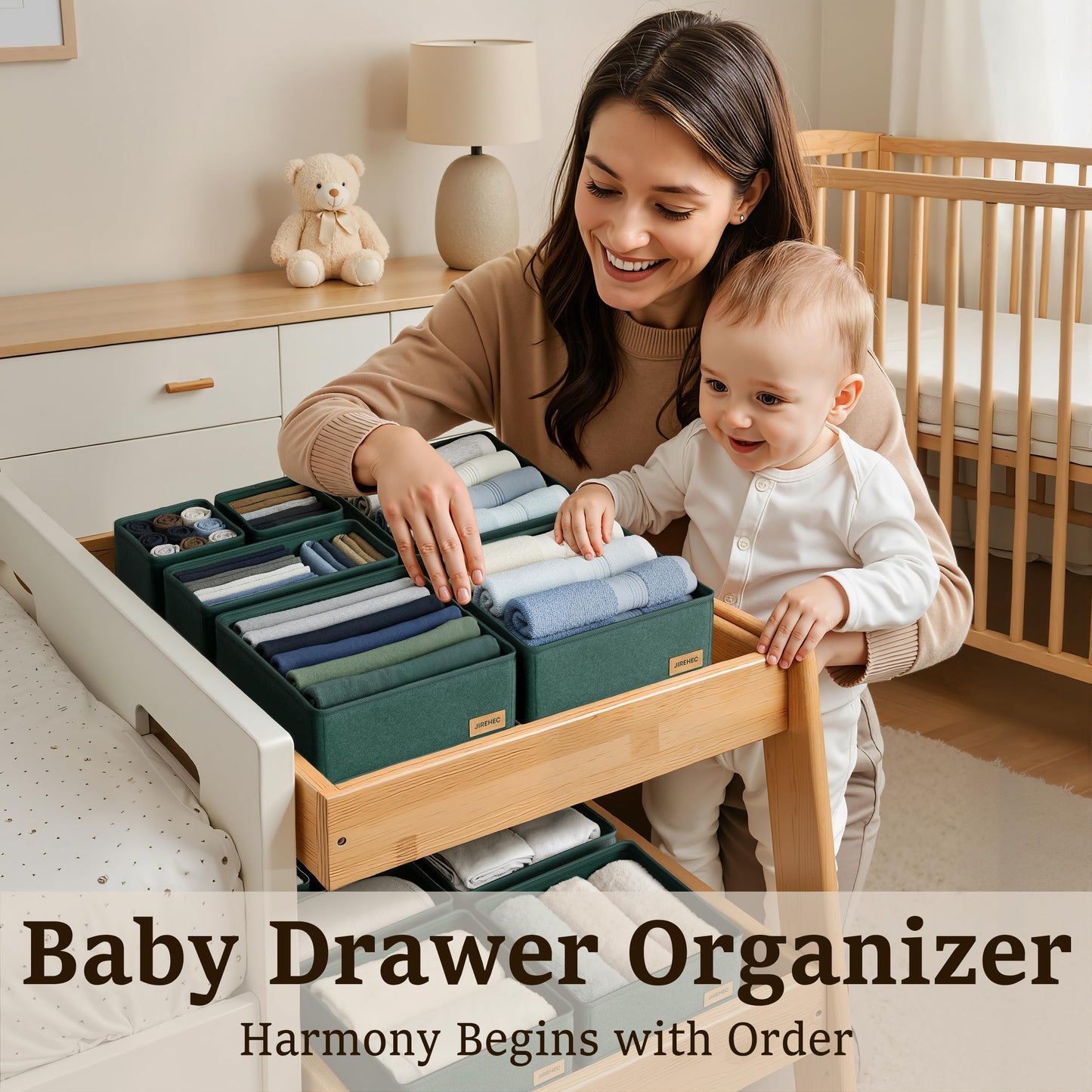 Clothes Organizer, Transform Your Drawers in Seconds - Cream Set of 6 Foldable Storage Boxes with Zipper, Durable 600D Fabric, Includes Fragrance Sachets, Ideal for Underwear, Socks, Baby Clothes