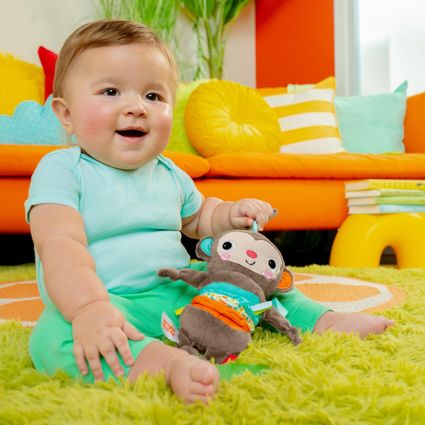 Bright Starts Pull, Play & Boogie Musical Activity Toy for Stroller - Monkey - Unisex, Newborn +