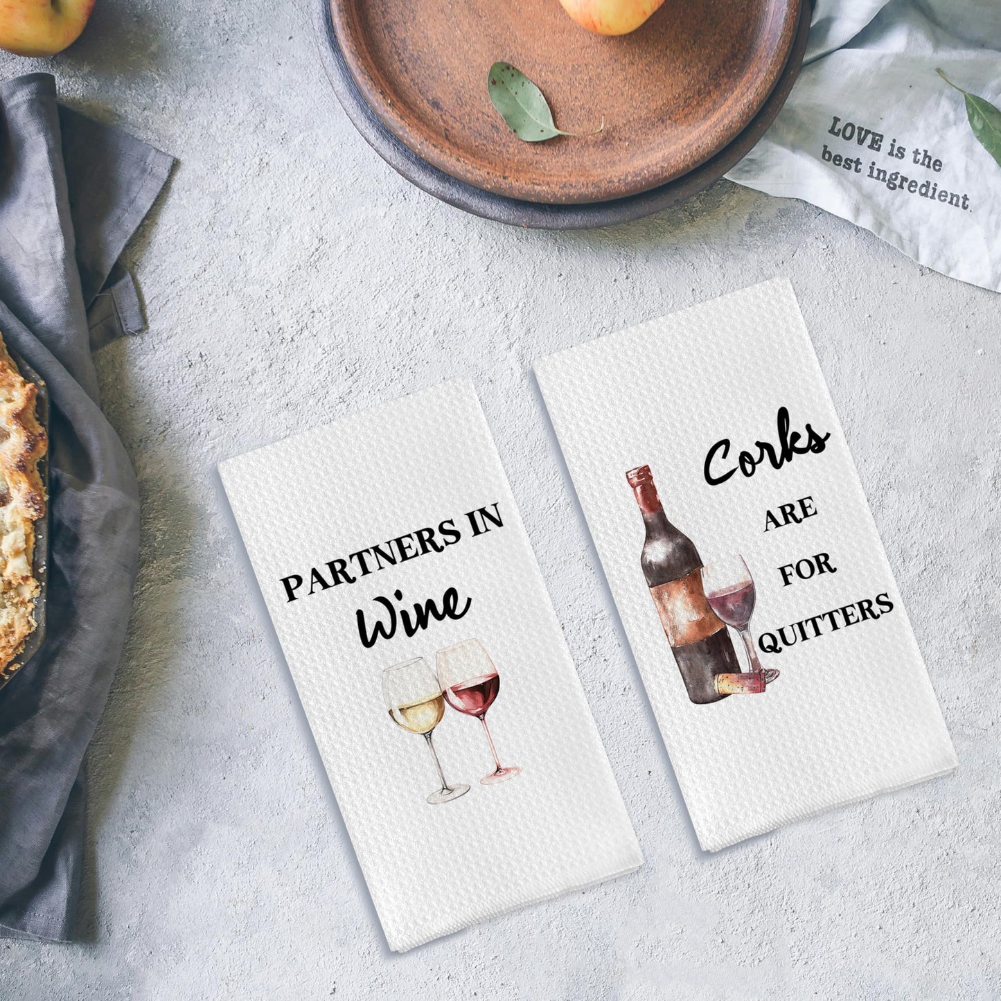 Qpenm Funny Wine Kitchen Towel Set, Decor Gifts for Women & Wine Lovers, Funny Tea Towels, 2 x 16x24 Inch