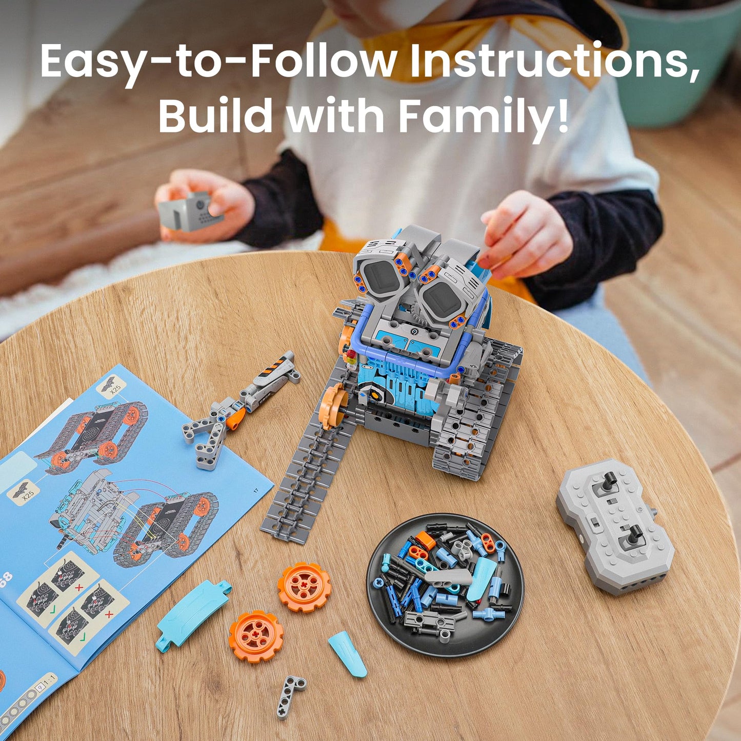 Sillbird Robot Building Kit with Remote Control STEM Gifts for Kids Age 8-12, Coding Robotics Technic Toy Set for Boys' Birthday, Buildable 5-in-1 Models with 473 Pieces