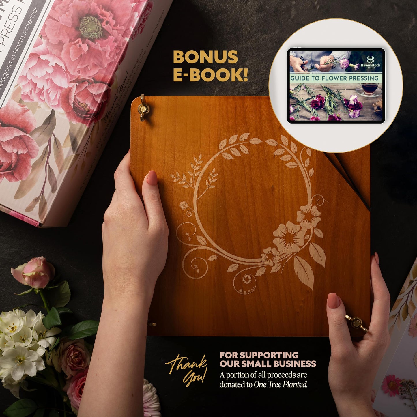 Havenstock Premium Extra Large Wooden Flower Press for Adults - Solid Maple Wood Flower Pressing Kit for Adults with Storage System - Plant Preservation Kit - 10 Layers - DIY Arts and Craft Kit