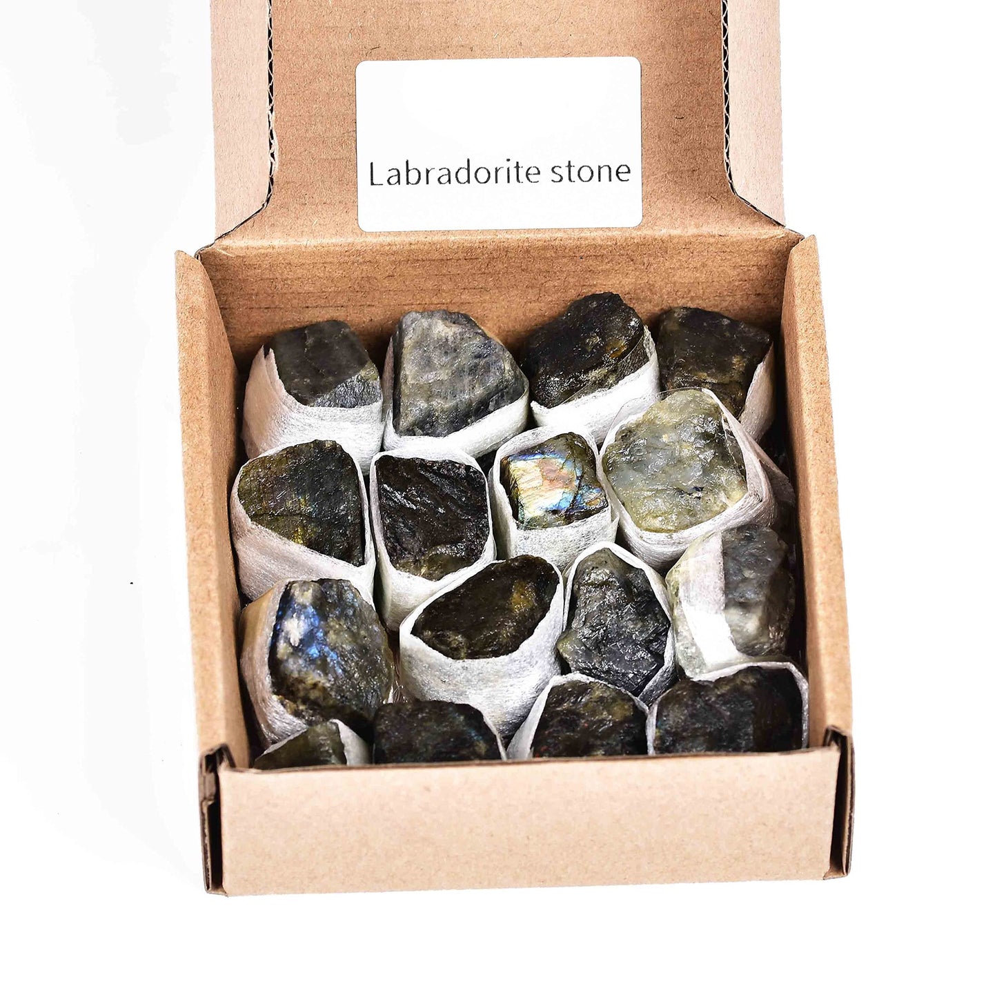 JIC Gem 12-16Pcs 0.7 Lbs Natural Rough Stones Labradorite Quartz Mineral Speciment Raw Stone Madagascar Crystal Bulk Rough Stones