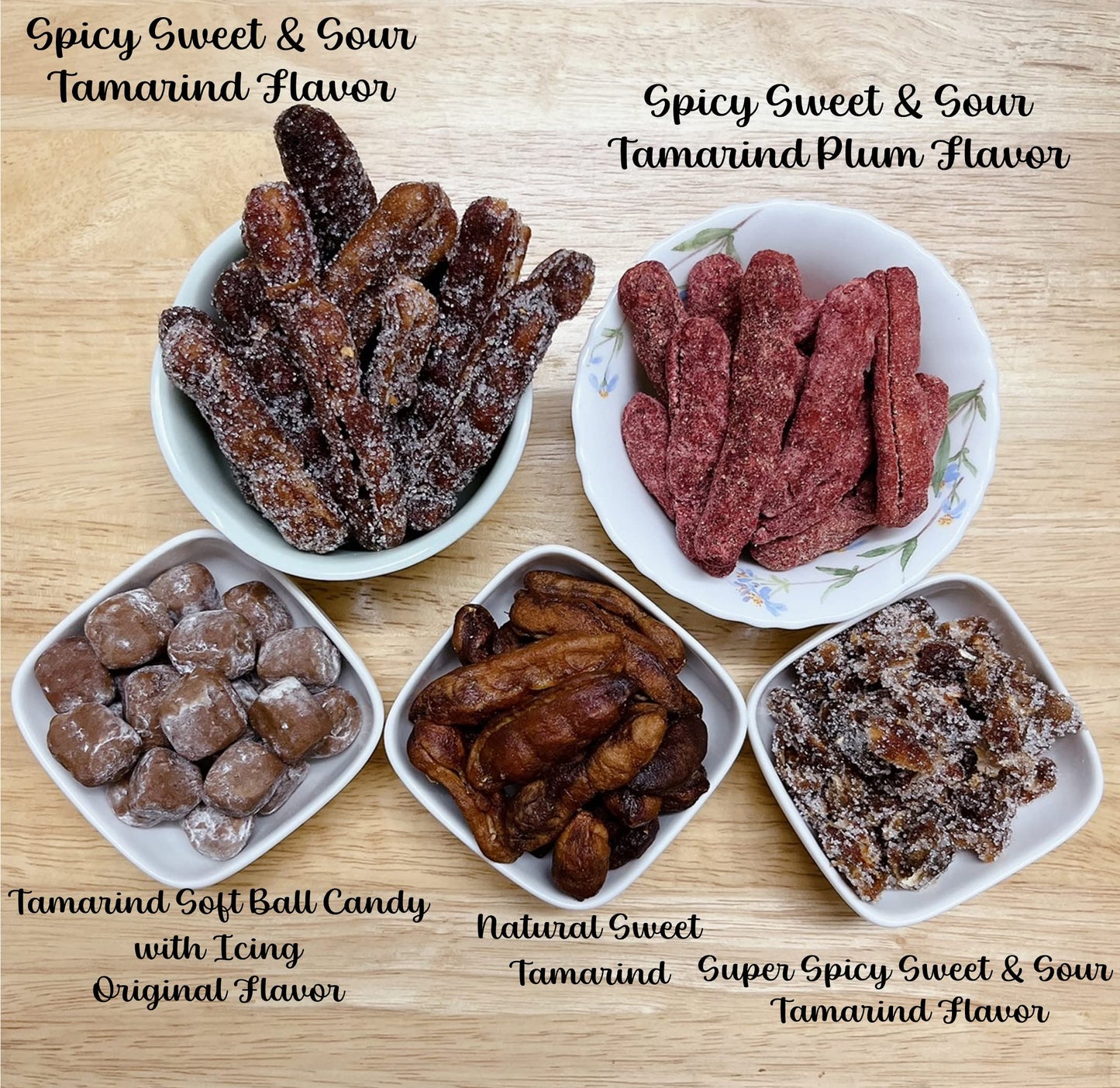 Seedless Fresh Dried Real Fruit Tamarind See-Chom-Phoo little Sour and Sweet small pieces 150 g. (5.29 Oz.)