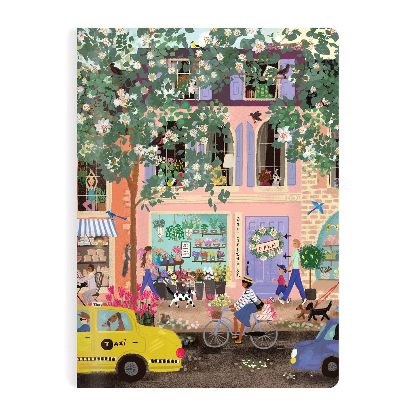 Joy Laforme Spring Street – Writer's Notebook Set with Floral and Street Artwork Includes Two 80 Page Lined Notebooks