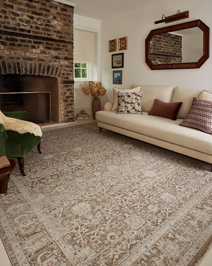 Loloi Chris Loves Julia Ida Collection IDA-03 Bark/Multi 3'-6" x 5'-6", .19" Pile Height, Accent Rug