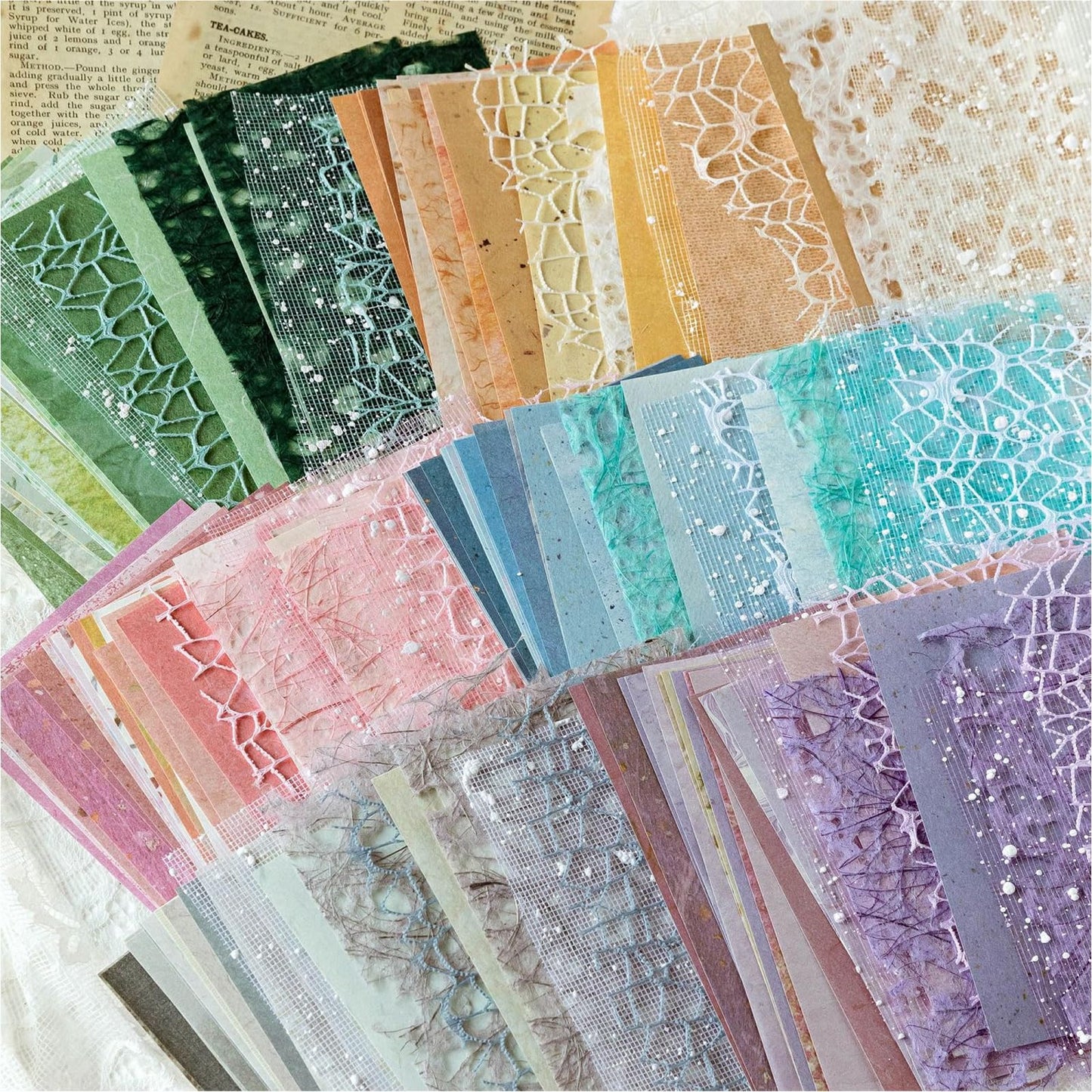 156 Sheets Textured Scrapbook Paper & Mesh Fabric Assorted Set +30 Buttons - 6 Pack Mixed Special Paper for DIY Scrapbooking Planner Bullet Junk Journal Supplies Collage Background 3.9x5.5 Inch