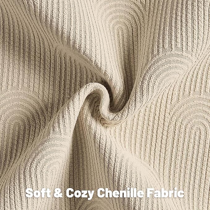 FUTEI Oatmeal Chenille Decorative Throw Pillow Covers 20x20 Inch Set of 2,Soft Cozy Striped Geometric Patterns Cushion Case,Modern Home Decor for Couch Bed Living Room