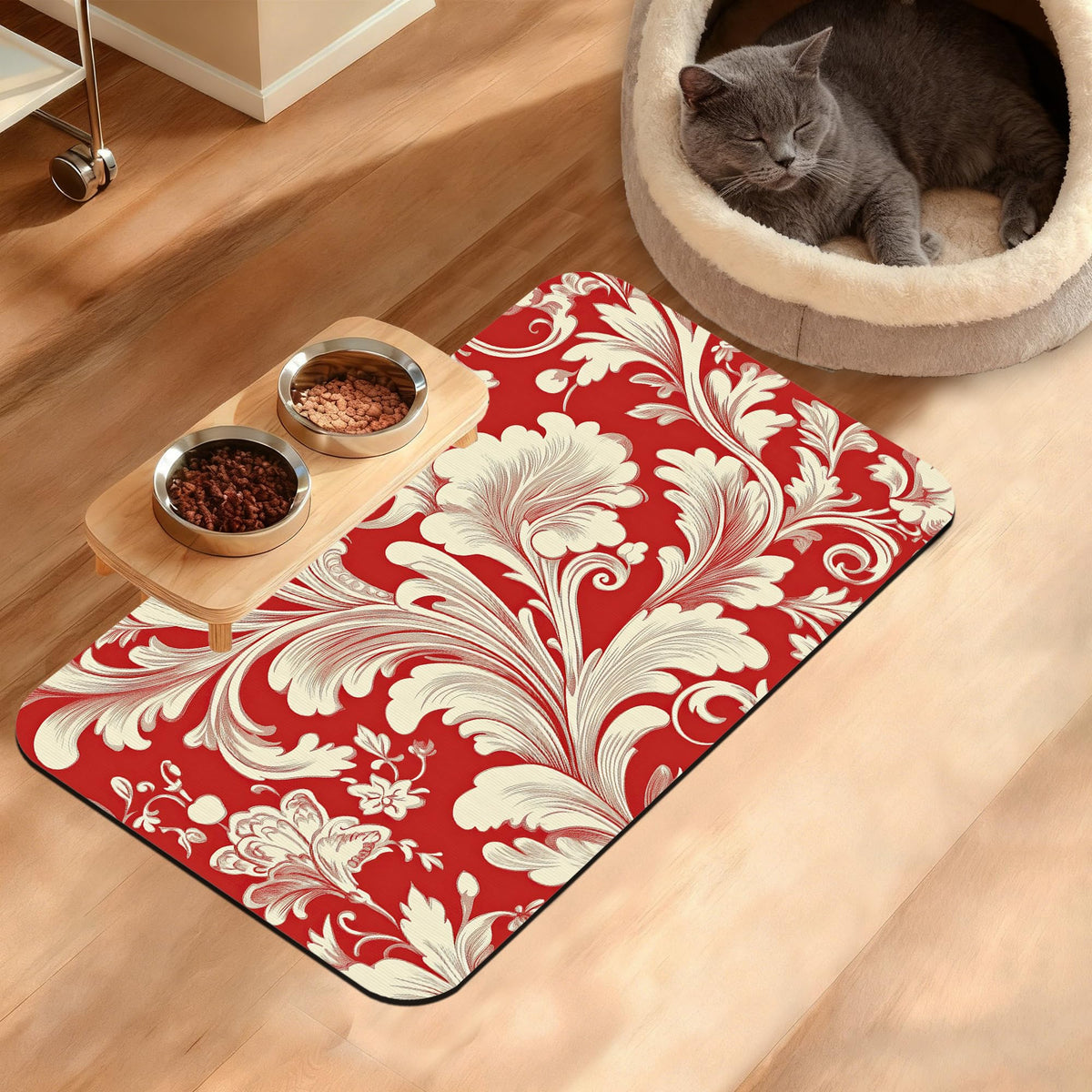 Tropical Palm Dog Food Mat,Exotic Leaves Floral Absorbent Pet Feeding Mat for Food and Water Bowl,Quick Dry Dog Placemat Non Slip Rubber Backing Waterproof Pet Supplies 16" x 24"