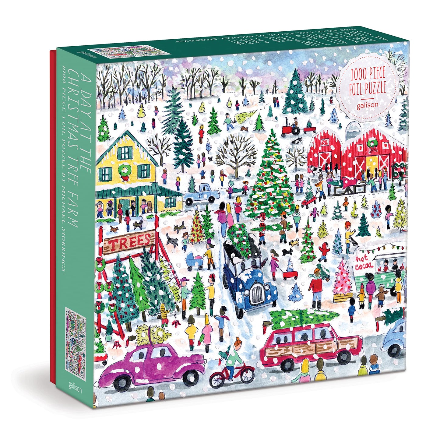 Galison Michael Storrings Christmas Tree Farm 1000 Piece Foil Puzzle from Galison - 20" x 20" Holiday Puzzle Featuring Beautiful Illustrations, Thick and Sturdy Pieces, Makes a Wonderful Gift!