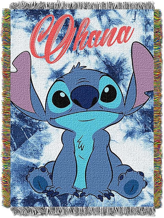 Lilo & Stitch, "Shibori Stitch" Woven Tapestry Throw Blanket, 48" x 60", Multi Color