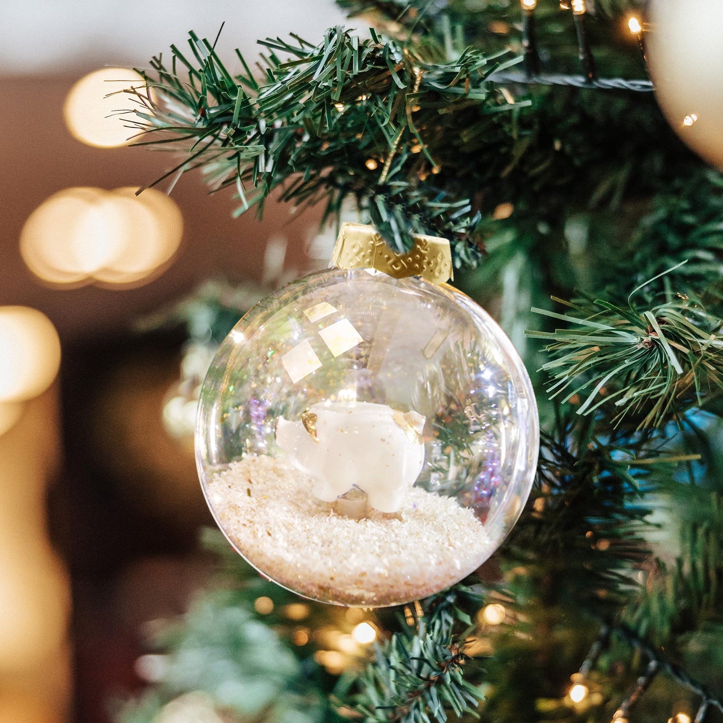 Clear Glass Ornaments for Crafts(3.15inch/80 mm, 12 Set) Large Fillable Hanging Ornaments for Christmas Tree Decor (Gold and Clear)