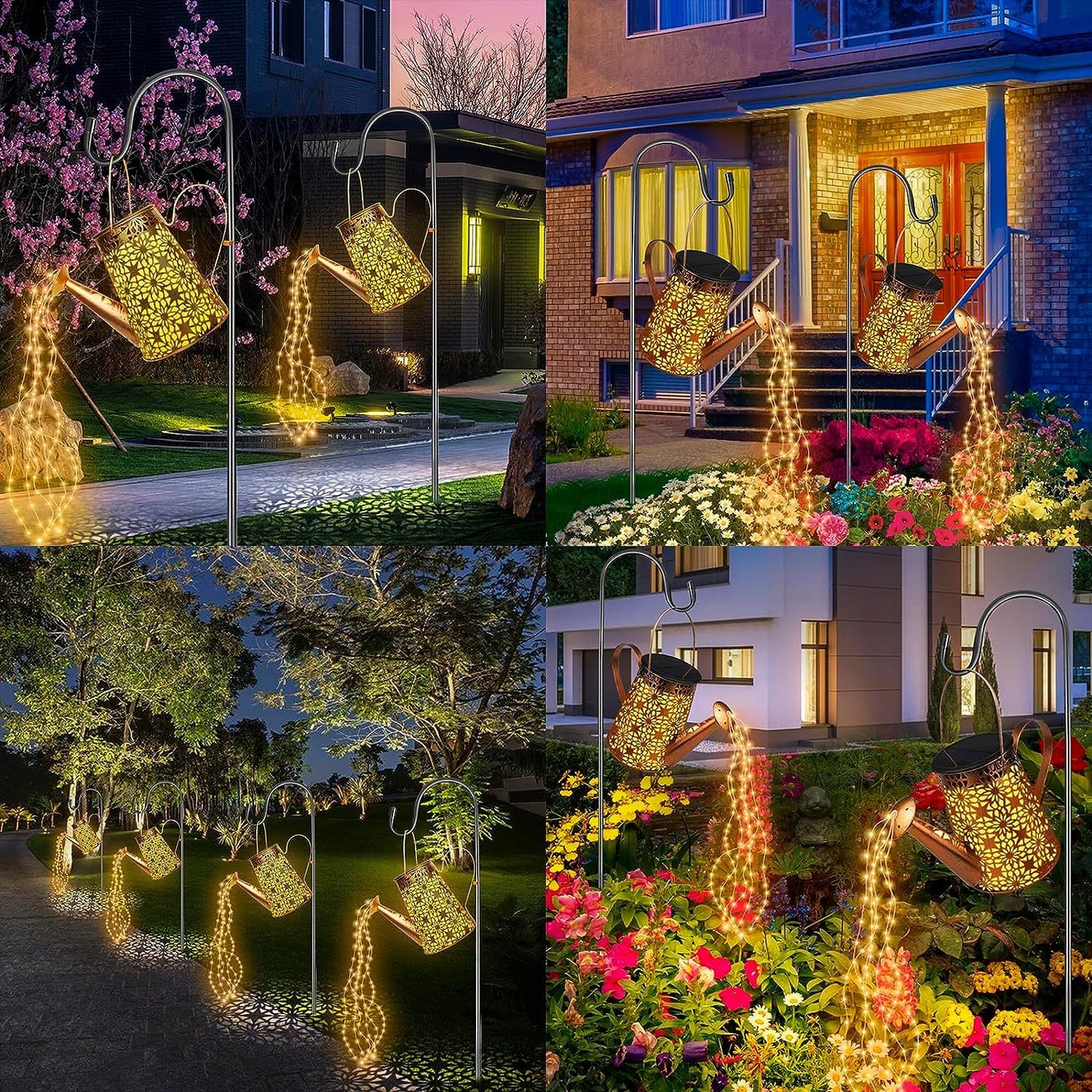 Forlivese 2PCS Solar Watering Can with Lights,Outdoor Decorations with Hanging Solar Garden Lights with Bracket Waterproof Watering Can Landscape Light for Patio Gardening Pathway 36LED