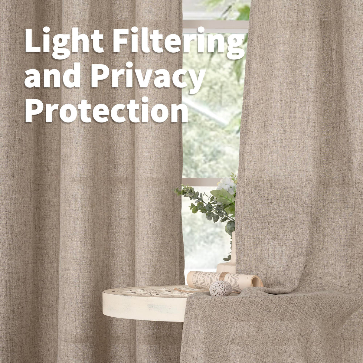 Extra Long Linen Curtains 108 Inch Length for Living Room (2 Count)
