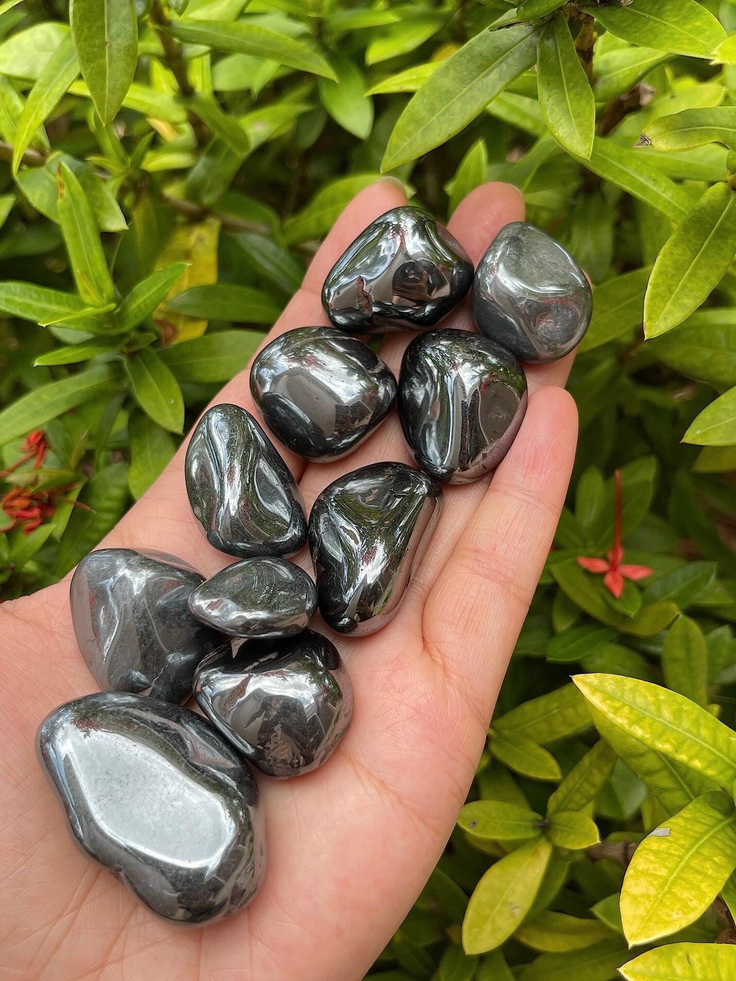 GAF TREASURES 5 Pcs Hematite Tumbled Stones, Polished Natural Hematite Gemstone, Hematite Healing Crystals (Hematite)