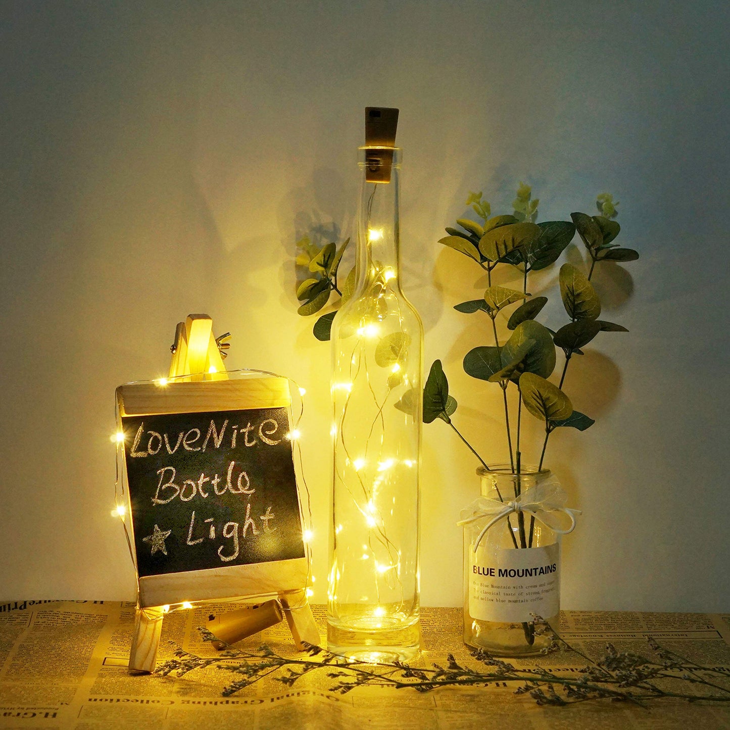 LoveNite Wine Bottle Lights with Cork, Battery Operated 30 Pack 20 LED Cork Shape Silver Wire Fairy Mini String Lights(No Bottles) for DIY, Party, Decor, Christmas, Halloween,Wedding (30, Warm White)