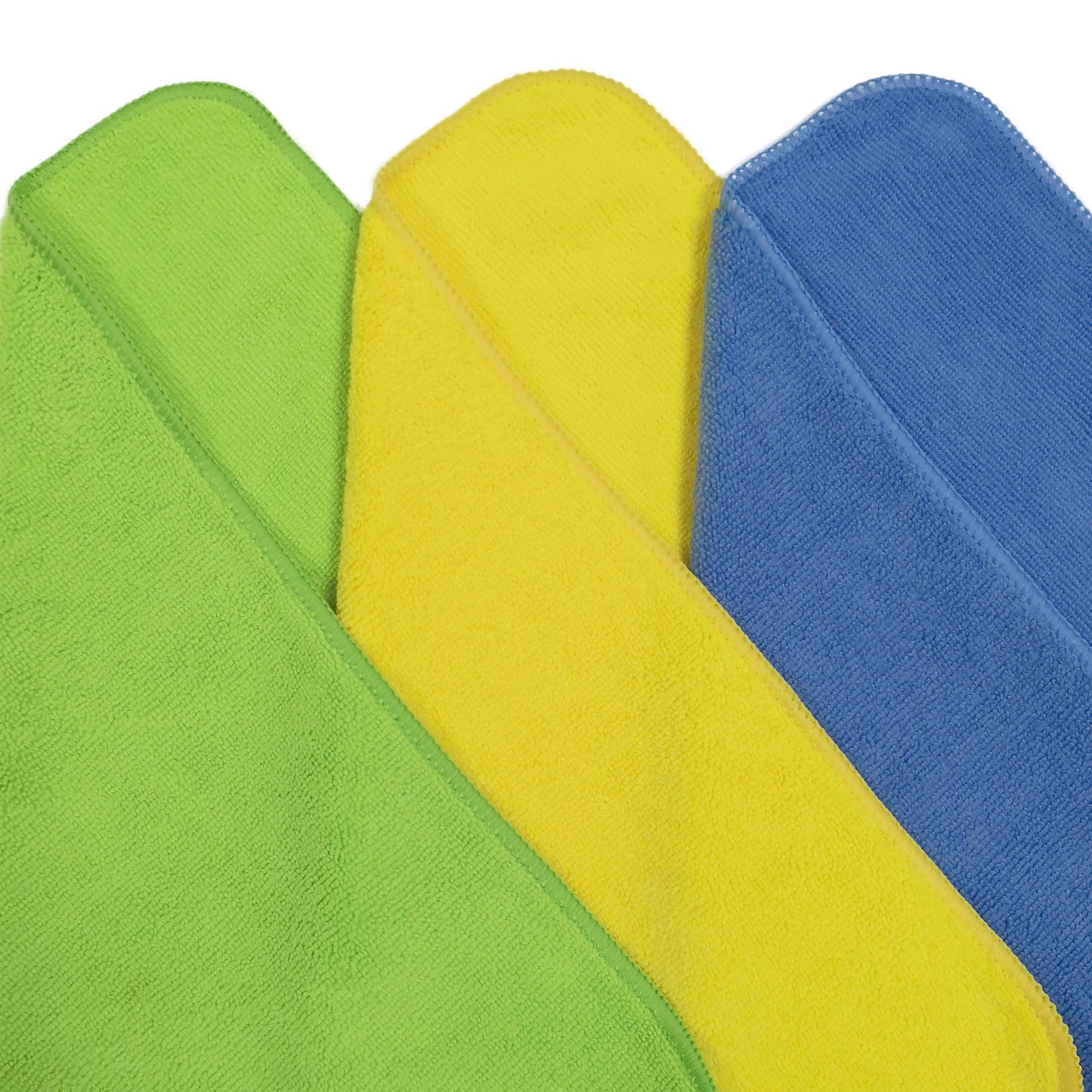 POLYTE Premium Microfiber Cleaning Towel,16x16 in 36 Pack (Blue,Green,Yellow)