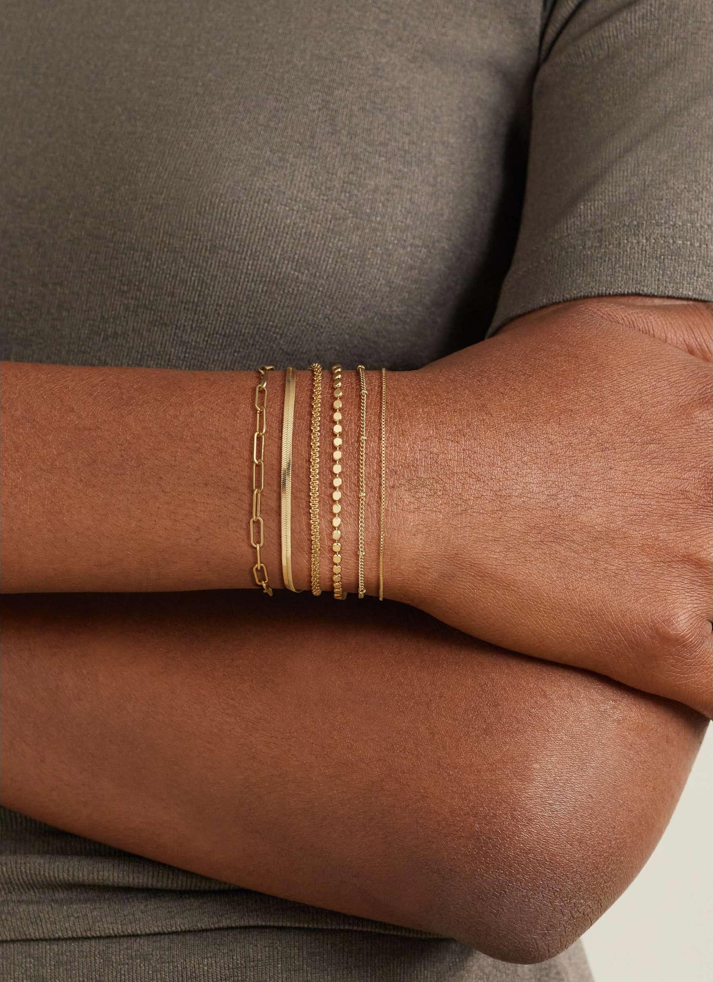 DEARMAY Dainty Gold Plated Bracelets for Women Trendy Waterproof 14K Gold Jewelry Sets Fashion Stackable Rope Box Herringbone Paperclip Chain Link Bracelet Pack Stack Gifts for Womens
