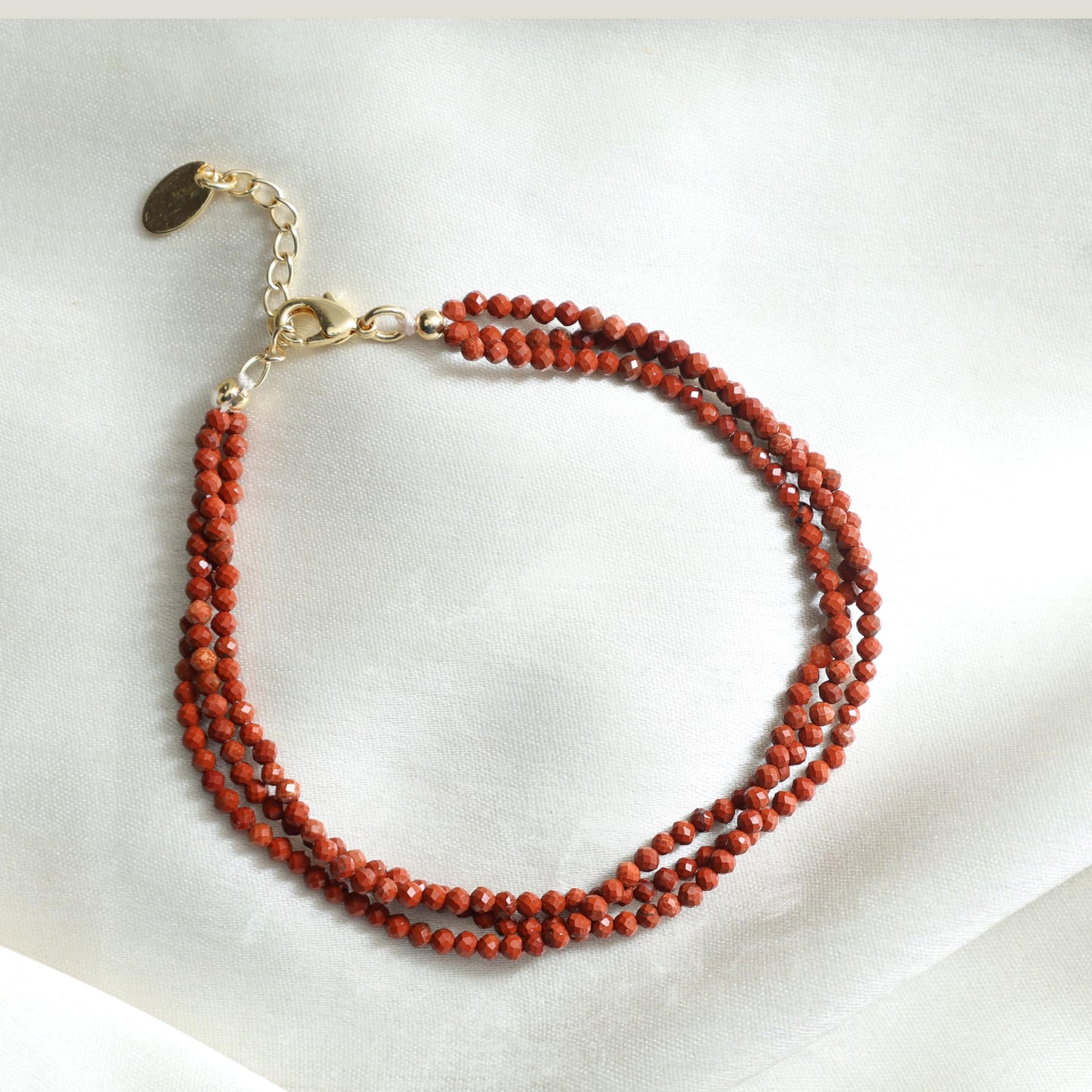 Gempires Red Jasper Multi Strand Beaded Bracelet for Women | Handmade Lightweight Gemstone Jewelry | Hypoallergenic Gold Plated Adjustable Bracelet | Stylish Everyday Wear Gift