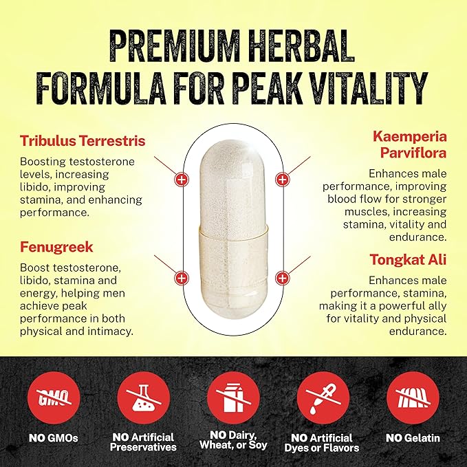 Boost for Him Male Enhancement Pills - Increase 2" in 60 Days with Our Enlargement and Enhancing Formula, Testosterone Booster for Men, Promote Size, Strength, Energy, Stamina, Last Longer Drive