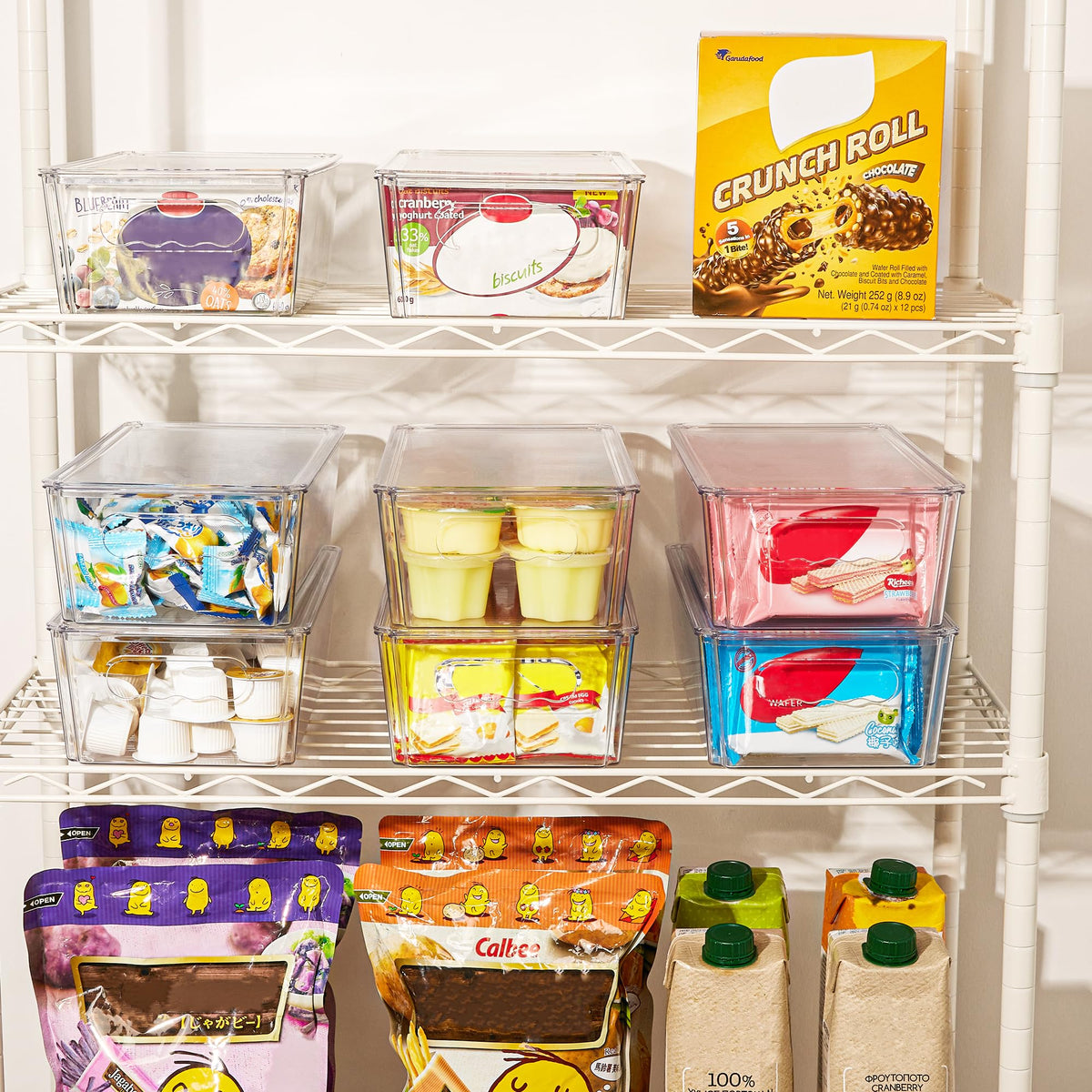 2pcs Clear Stackable Storage Bins with Lids (2 Count)