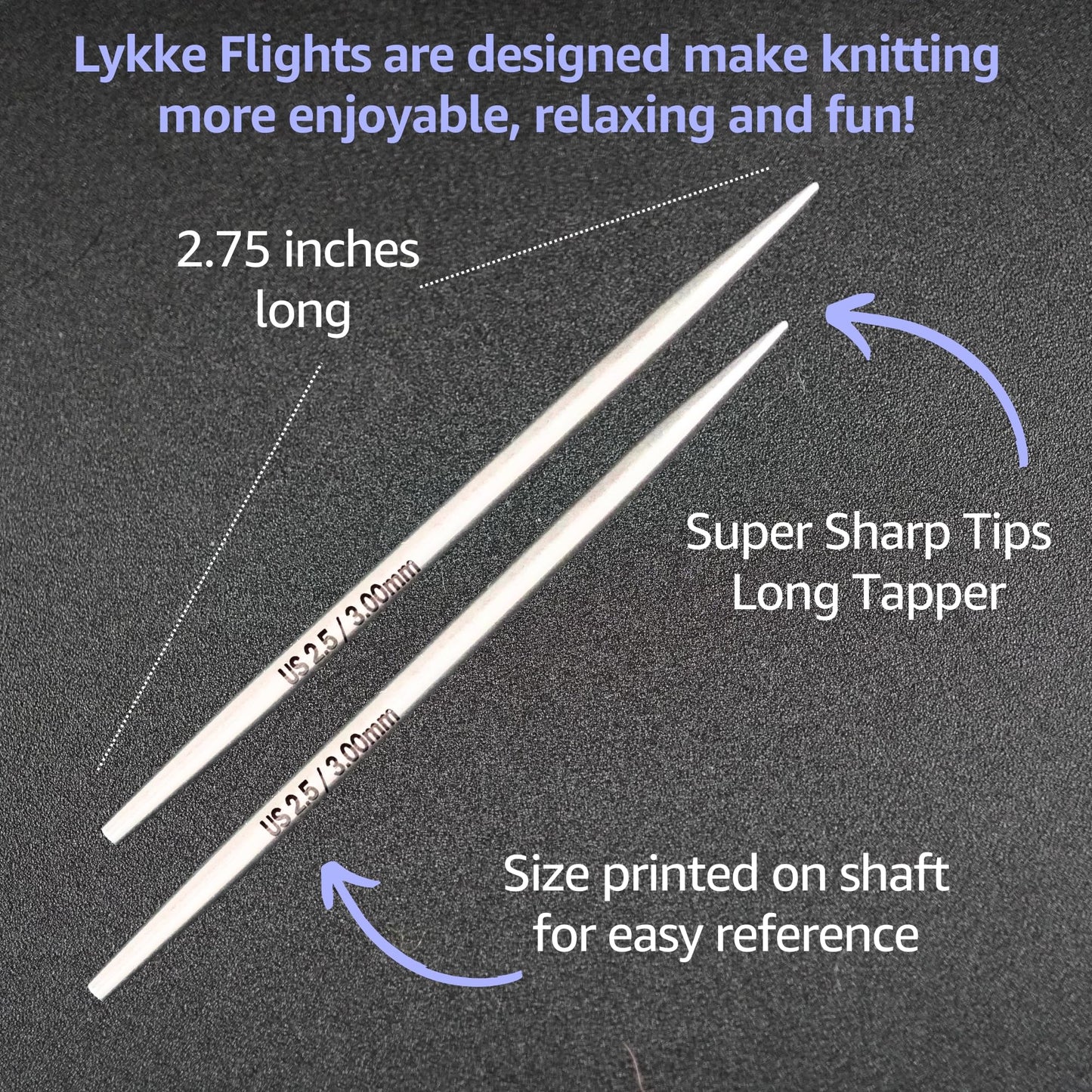 Lykke Flight 3.5 in. Mini Set US Sizes 0, 1, 1.5, 2, 2.5 Interchangeable Circular Knitting Needles for Lace, Fingering, Sock, Baby Yarn, Stainless Steel, 3 Cords, Denim Case, Project Bag