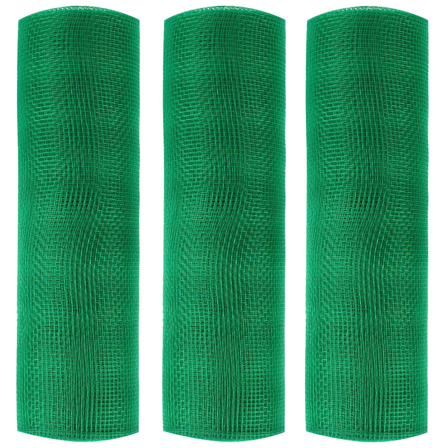 JStnana 3 Rolls Green Burlap Deco Mesh Ribbon for Wreath Crafts, 10 Inch x 30FT Per Roll Decorative Mesh Ribbon Wrapping Ribbon Rolls for Christmas Tree New Year DIY Crafts Making