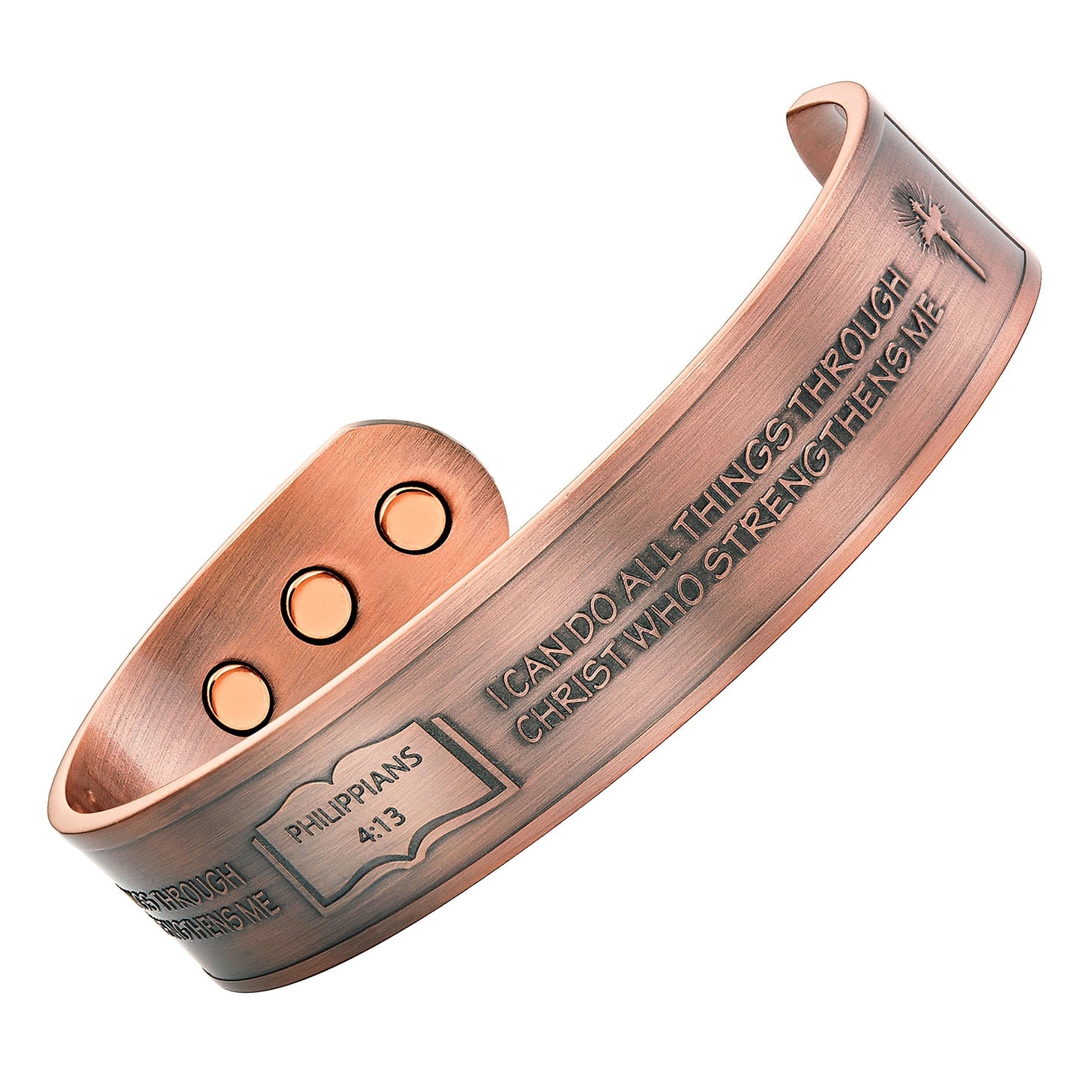 Willis Judd Philippians 4:13 Prayer for Strength Men's Pure Copper Magnetic Bracelet Bangle