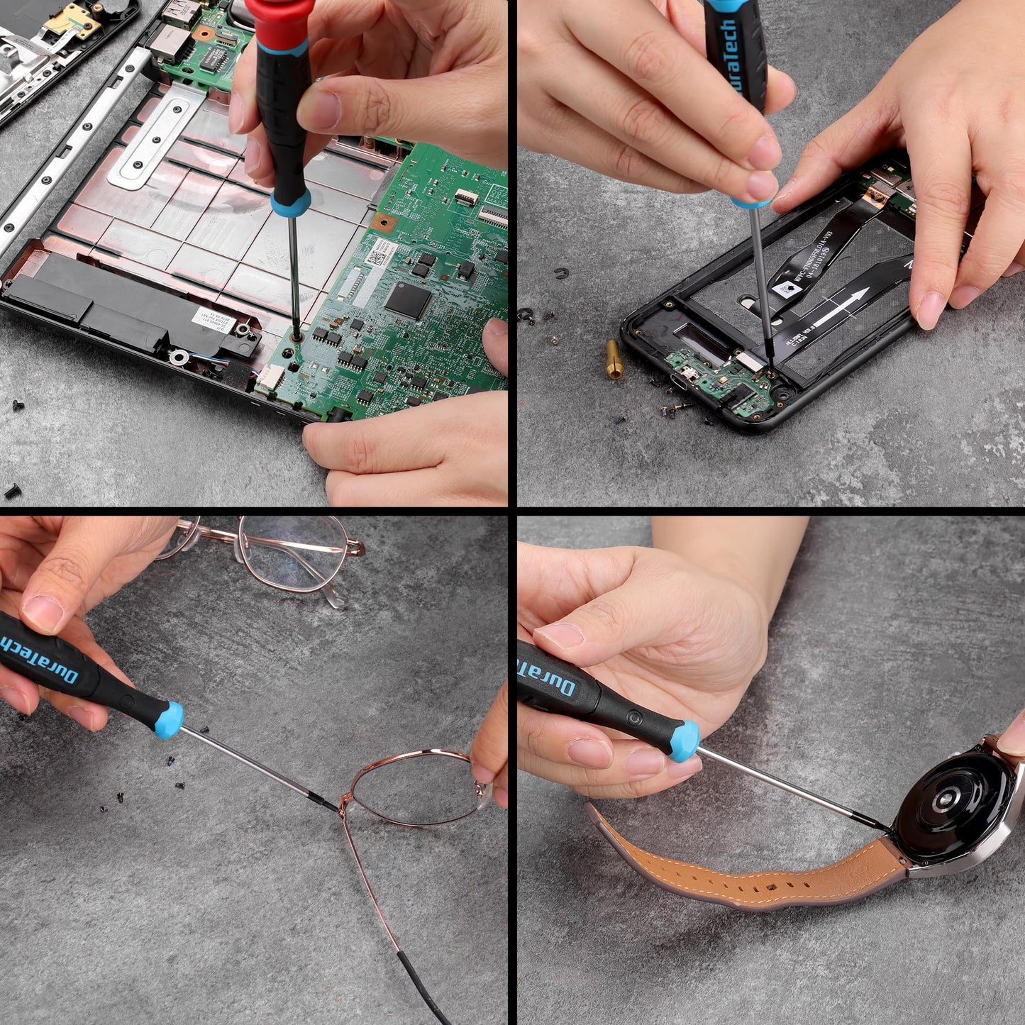 DURATECH Precision Screwdriver Set, 10 PCS Magnetic Small Screwdriver Set with Pouch, Phillips, Slotted, and Torx Star, Cr-V Steel, Mini Screw Drivers for Eyeglasses, Watches, Laptops, Phones