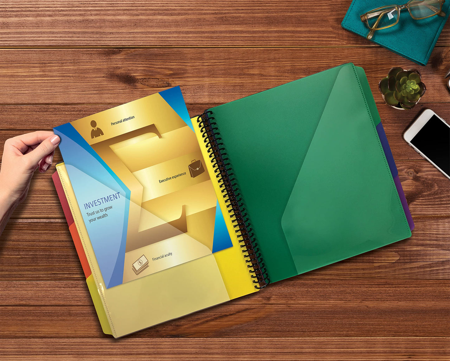 Better Office Products 24 Pocket Poly Spiral Project Organizer (2pack), Heavy Duty, with Utility Pouch, 1/3 Cut Tabs, 12 Tab Color Dividers, Clear View Front Cover, Letter Size, Project Folder,