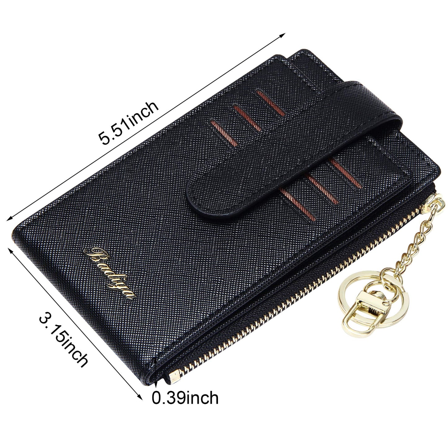 Badiya Slim Women Wallet RFID Blocking Bifold Compact 9 Card Slots Holder Wallets Soft Leather with Zipper Coin Pocket 2 ID Window