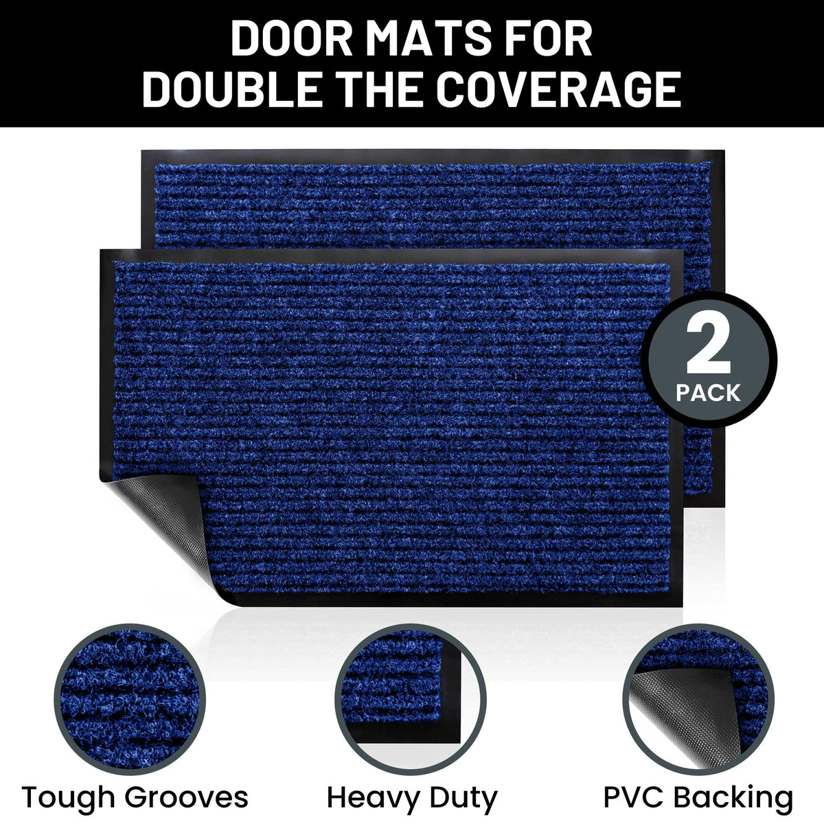 Front Door Mat Indoor Outdoor Welcome Entryway Entrance Doormat (2 Count)