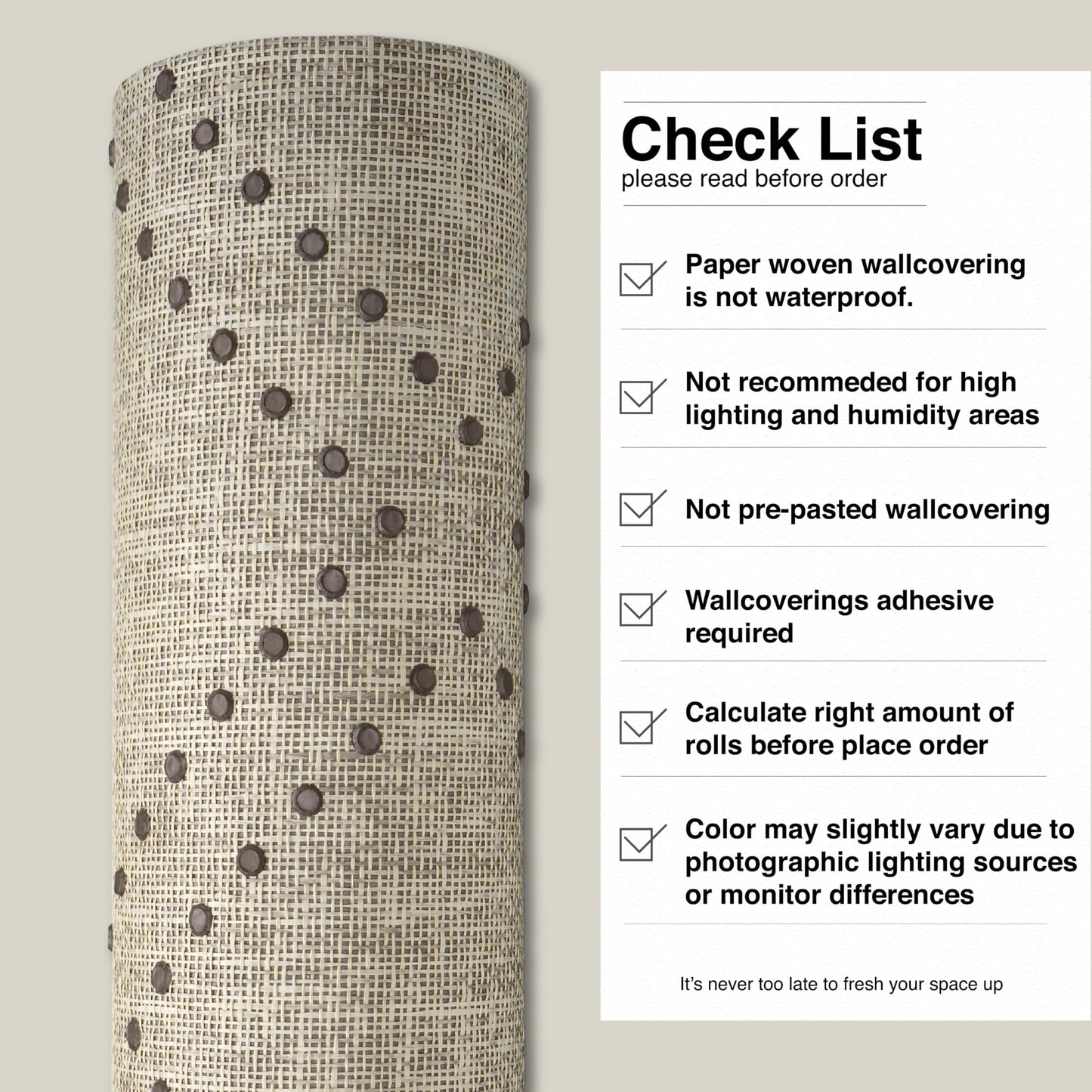 Ansehan Hand-Crafted Wallcovering HA3002 Droplets 36" W x8 Yard L Textured, Modern, Non Prepasted Natural Home Décor for Living Sapce, Beige, Light Wheat/Grey Brown