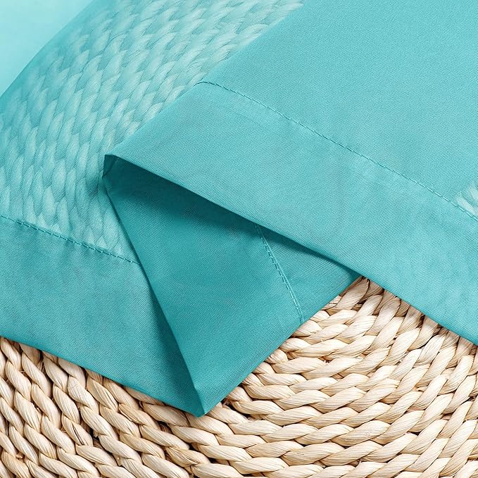 Chyhomenyc Turquoise Sheer Curtains 72 Inch Length 2 Panels, Light Filtering Soft Airy Rod Pocket Voile Window Curtain Drapes for French Door Bedroom Living Room, Each 42Wx72L Inches