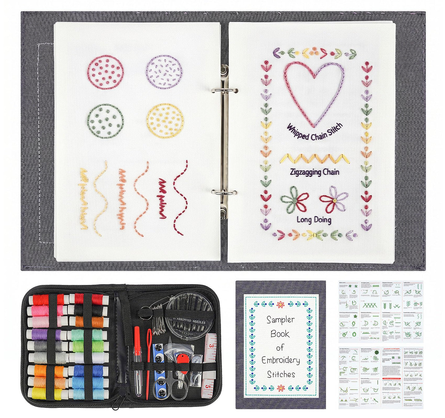 StiVerse Embroidery Stitch Book with Detachable Fabric Pages, 2026 Upgraded Embroidery Kits with Illustrated Guide to Universal Embroidery Stitches for Beginners Adults and DIY Craft Lovers
