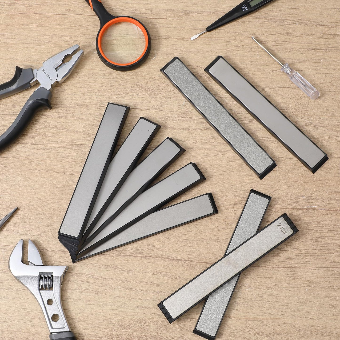 10 PCS Diamond Knife Sharpening Stones Set, Diamond Plates Kit, Knife Sharpener Fixed-Angle Kit 120/240/400/600/800/1000/1500/2000/2500/3000 Grit