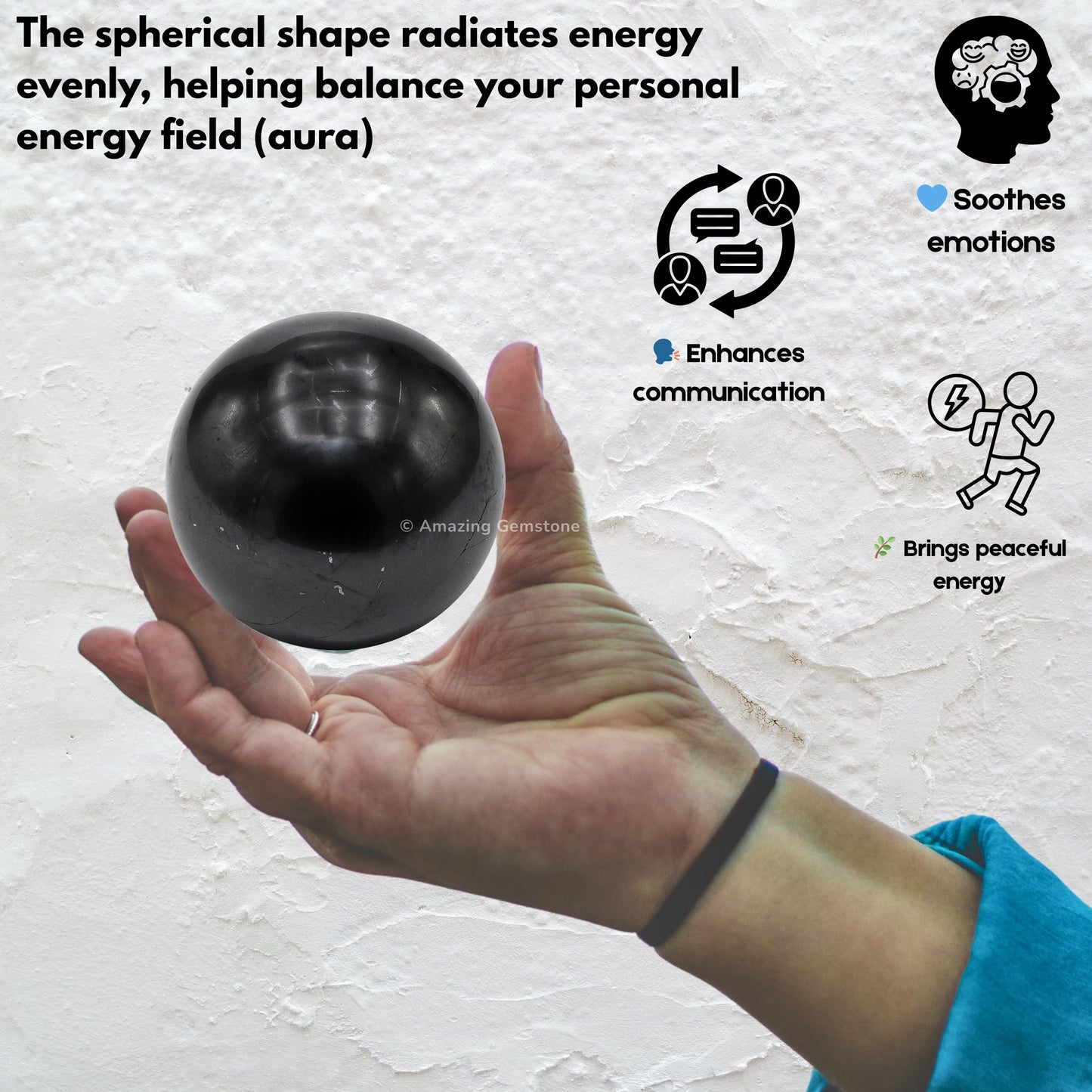 Amazing Gemstone Shungite Crystal Ball with Stand - 2 Inches Crystal Sphere Meditation Balls for Witchcraft and Decorative Balls