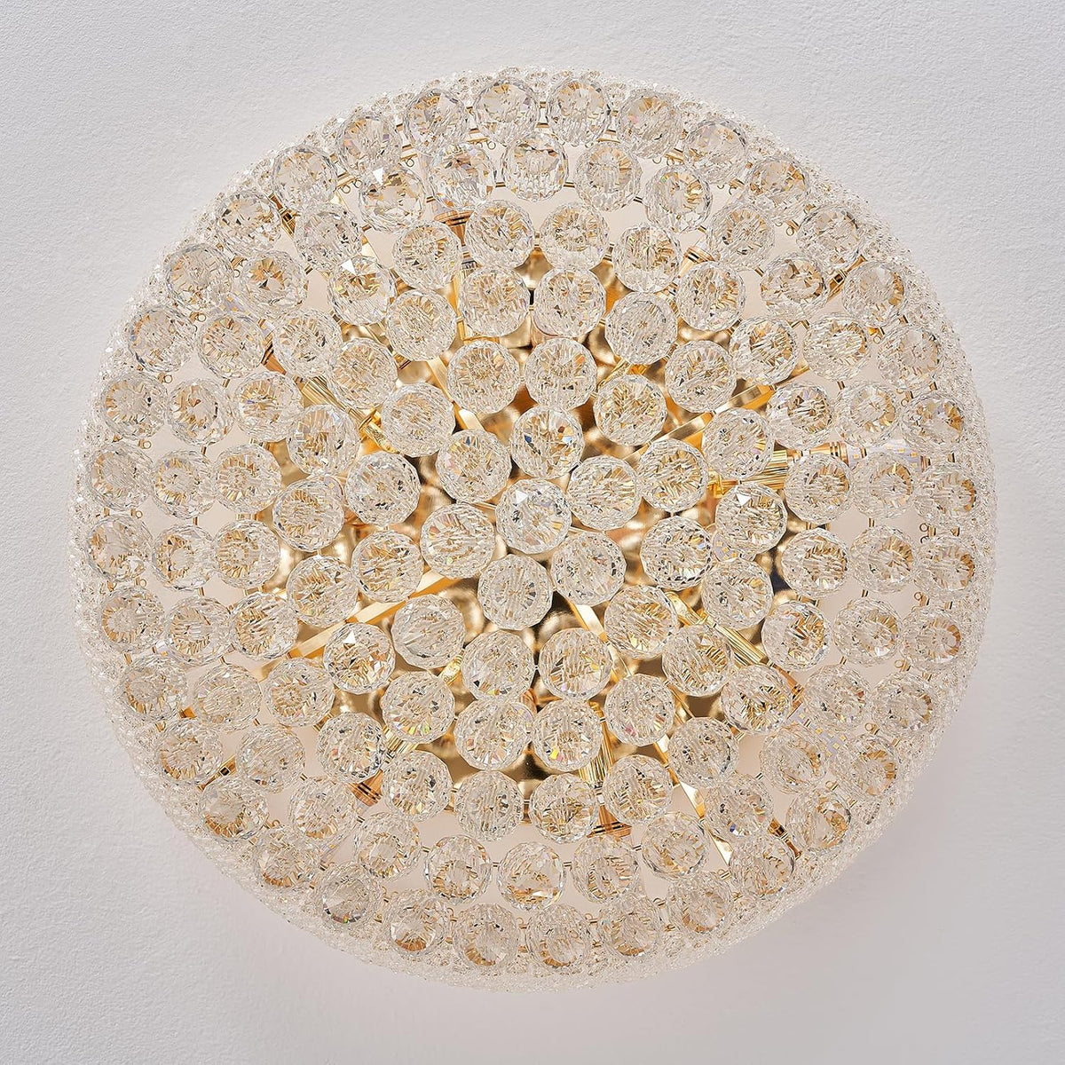 12-Light Crystal Flush Mount Chandelier Ceiling Light Fixture for Living Room Dining Room Bedroom Foyer Entryway Hallway Closet Bathroom (Gold D24)